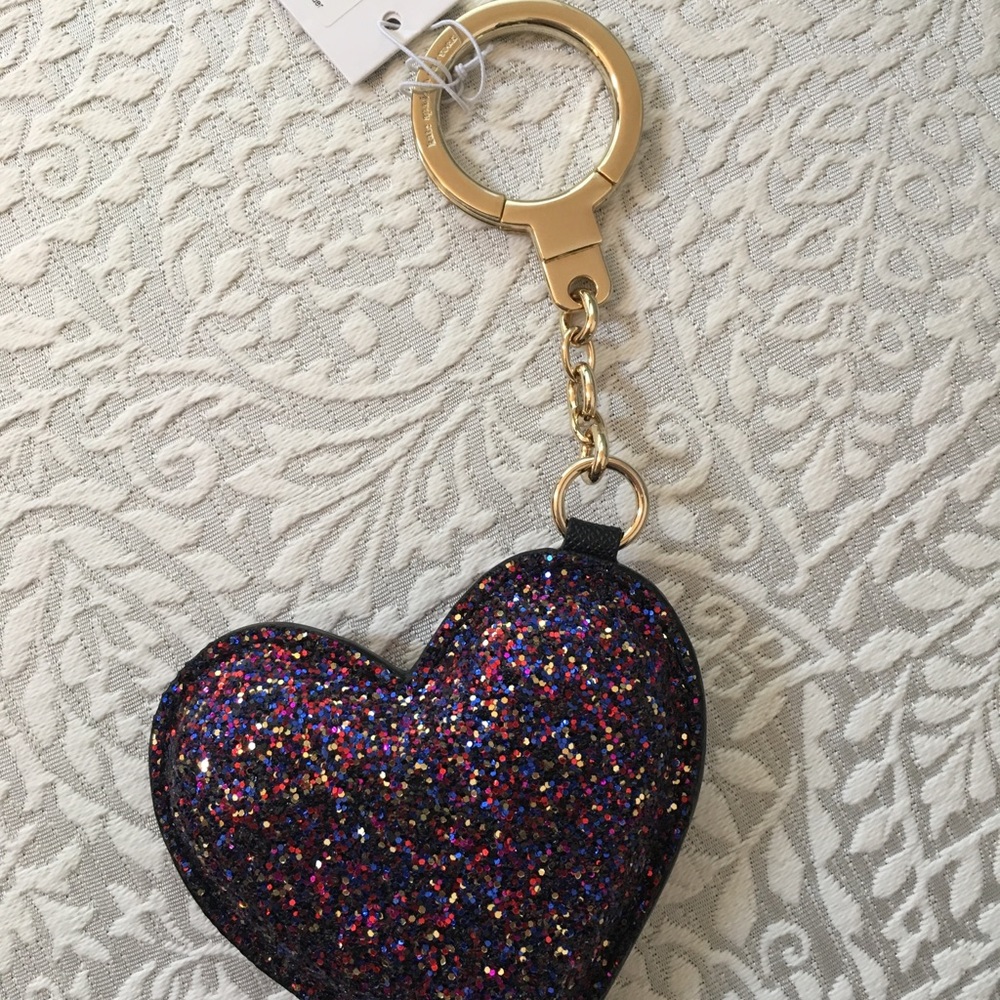 Kate Spade Glitter Multicolor Heart Key Fob - NWT